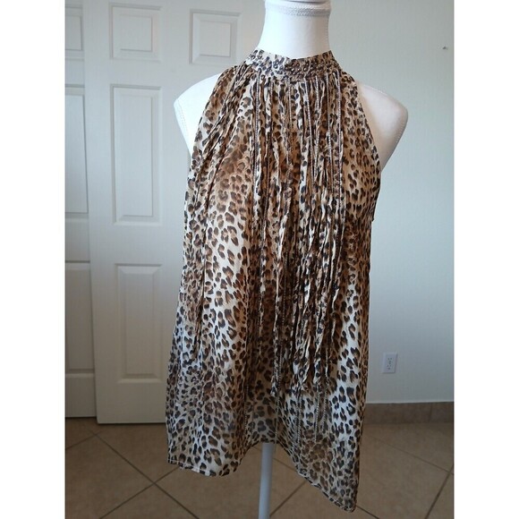 Solution Women’s Top Animal Print Size Large  Sleeveless Halter Tie Lined - Picture 1 of 14